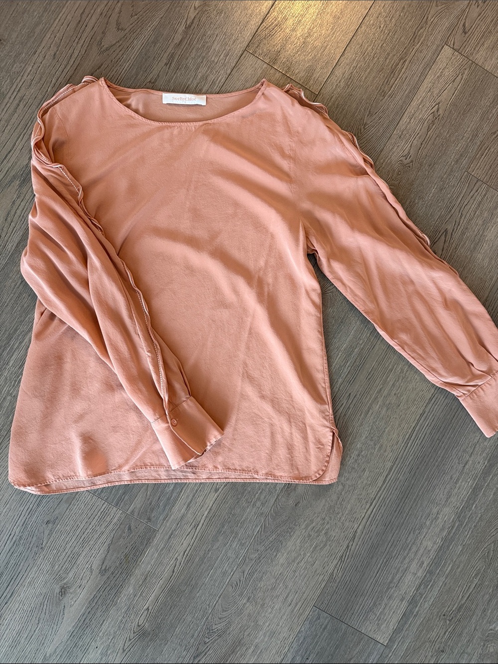See By Chloe Dusty Pink Long-Sleeve Blouse